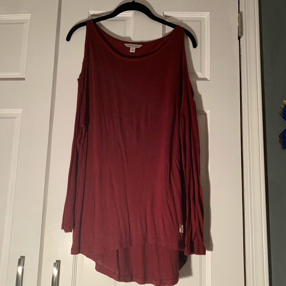 Calvin Klein Burgundy Size Medium Cold Shoulder